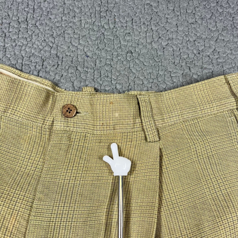 ommy Bahama Pants Mens 36 (32x31) Relaxed Tan Plaid Pleated Tencel Trousers - Picture 3 of 14